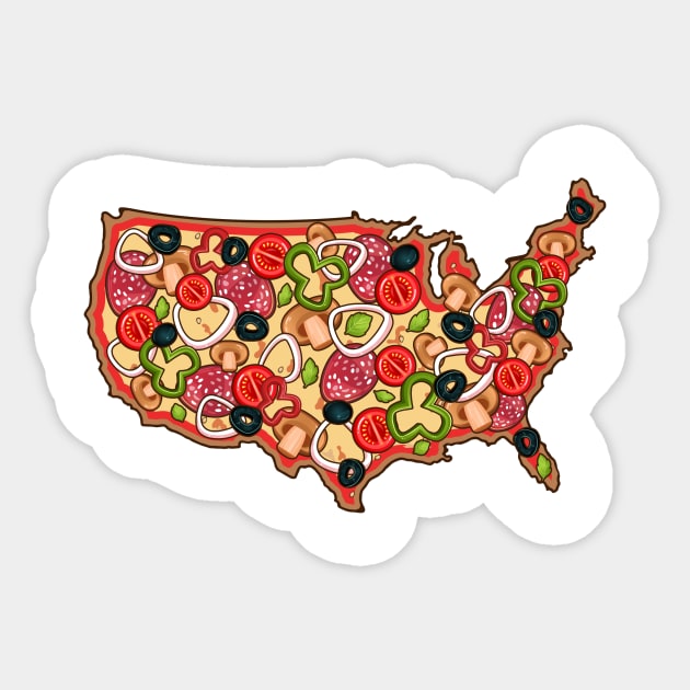 Pizza United States Map Sticker by Printadorable